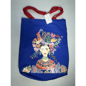 Frieda Kahlo Flower Artsy Canvas Reusable Tote Bag Shopping Travel Grocery